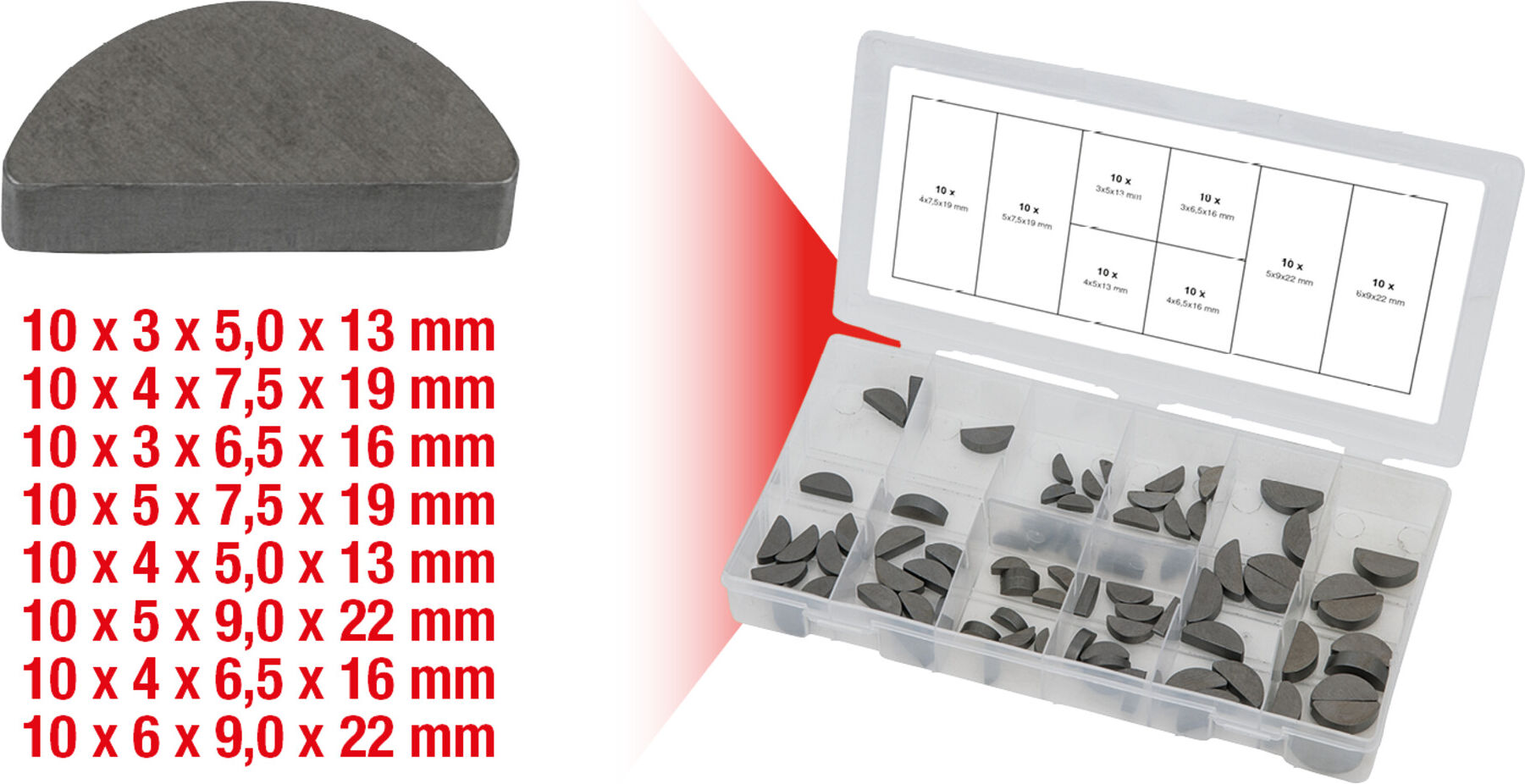 KS Tools Sortiment Federkeile, 80-teilig (970.0560)