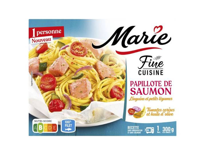 Marie Salmon en Papier Sulfurisé avec Linguine et Petits Légumes 300 g