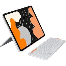 Logitech Flip Folio - Pale Grey - Deu (DE, Kabellos), Tastatur, Grau