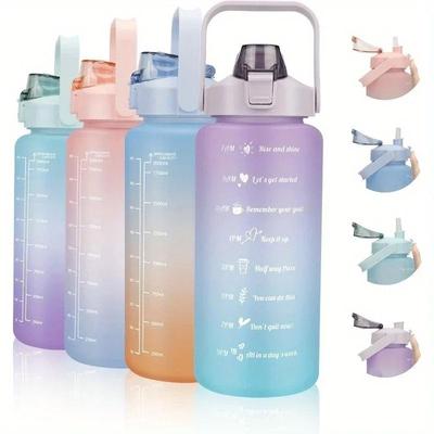 Uplift Picks 2 Liter Motivational Water Bottle Leakproof Sports Hydration Bottle frosted Pink 2 Liters