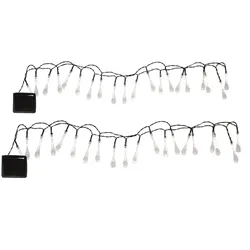 LED Außenleuchte Lichterkette Gartenleuchte Dämmerungssensor Weiß 390 cm 2er Set