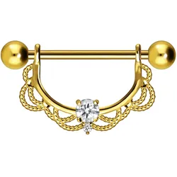 Chirurgenstahl Nippelpiercing ORIENTALISCHES DESIGN + KRISTALL