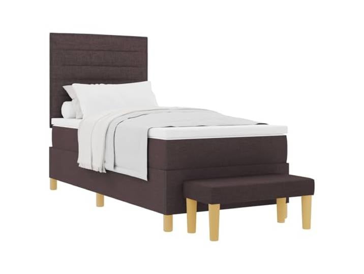 KKgypkn Boxspringbett mit Matratze 100x200 cm Dunkelbraun Stoff, inklusive Bettrahmen, Kopfteil und Schaumstoffmatratze, mittelfester Komfort, Moderne Optik
