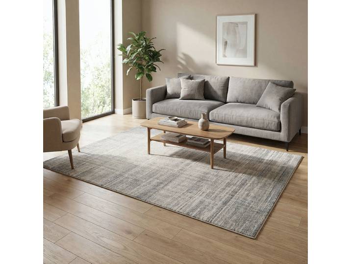 Kurzflorteppich Fira Grau/Grau/Creme 160 x 230cm Polyethylenterephthalat