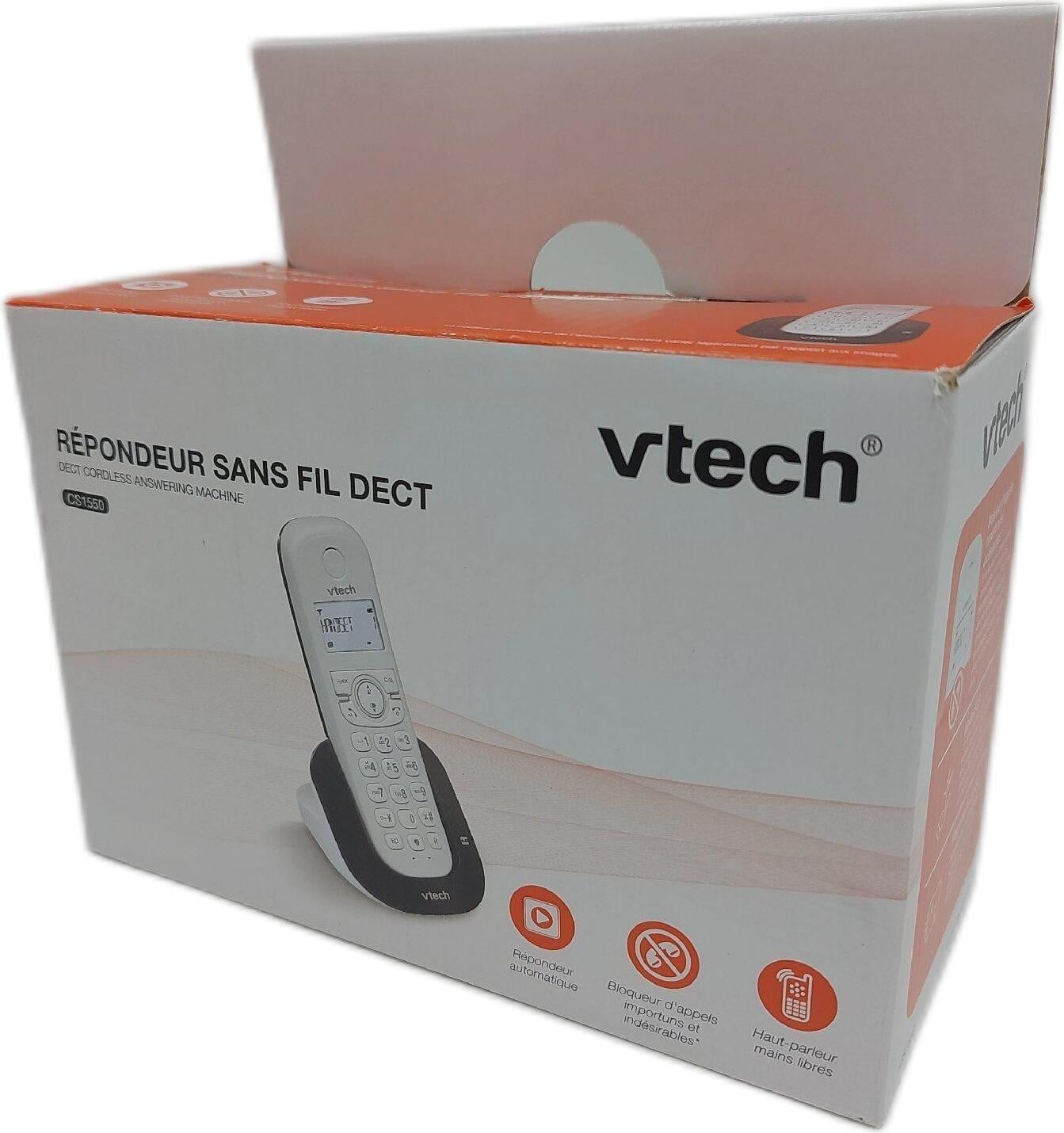 VTech CS1550 draadloze DECT-telefoon met dubbele oplaadbasis, antwoordapparaat en blokkeerfunctie