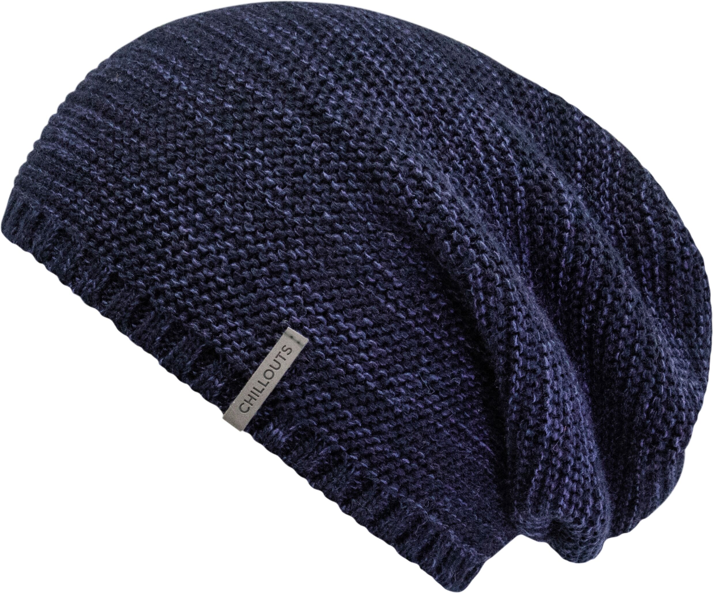 Beanie CHILLOUTS "Keith Hat", Herren, blau (navy melange), Strick, Kunstfaser, meliert, Mützen Beanie, Strickmütze im Oversize-Look, meliert, gefüttert navy melange Einheitsgröße