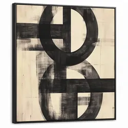 LEINWAND Bilder mit Rahmen - Kreise - Balken - Schwarz - Abstrakt - 90x90