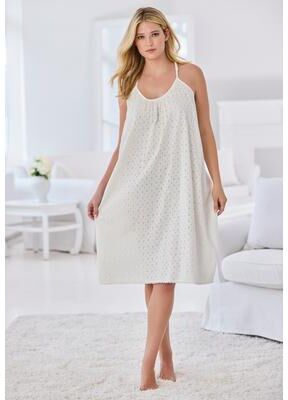 Plus Size Women's Breezy Eyelet Short Nightgown by Dreams & Co. in White (Size 22/24)