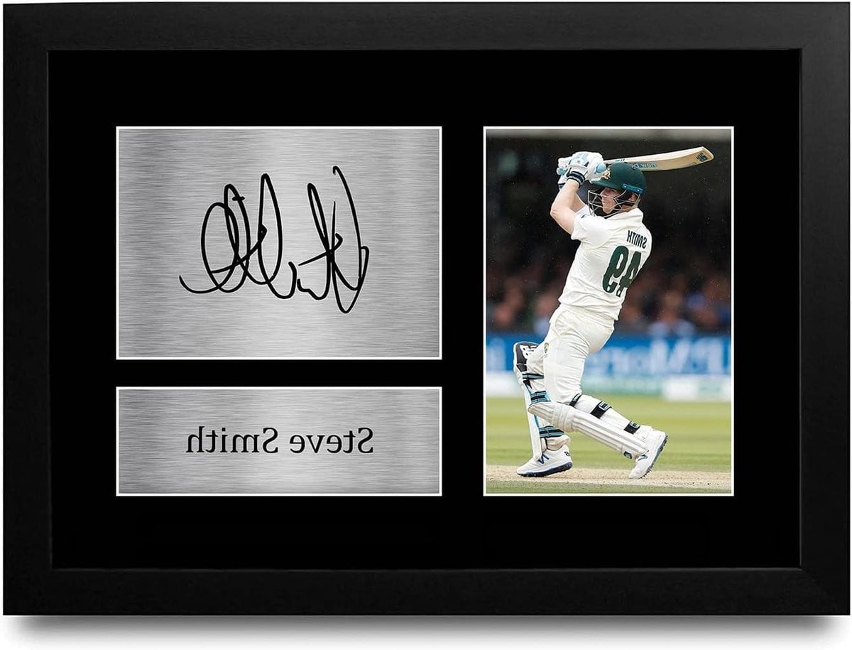 Steve Smith Ingelijste Foto - Cricket Memorabilia - A4 - Zwart