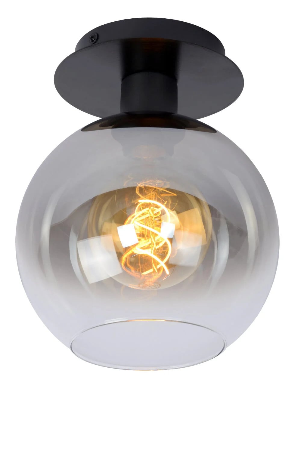 Lucide Marius Plafondlamp - Zwart - Glas - E27