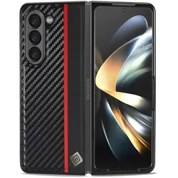 König Design Hülle für Samsung Galaxy Z Fold5 5G Handy Schutz Case Cover Tasche Carbon Optik (Samsung Galaxy Z Fold5), Smartphone Hülle, Schwarz