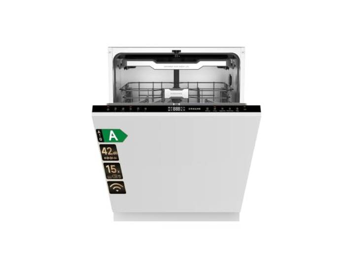 Dreame DK702 Pro Einbaugeschirrspüler Vollintegrierbar, 60cm, 15 Maßgedecke FlexWing-Sprüharm,App-Steuerung,Klopf-zu-Öffnen-Tür,Doppeltrocknungs-Technologie,Geschirrspüler mit Besteckschublade