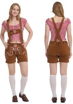 LightInthebox Oktoberfest Bundhosen Shorts Lederhosen Embroidered Bavarian German Alpine Wiesn Women's Carnival Beer Festival Traditional Style Cloth