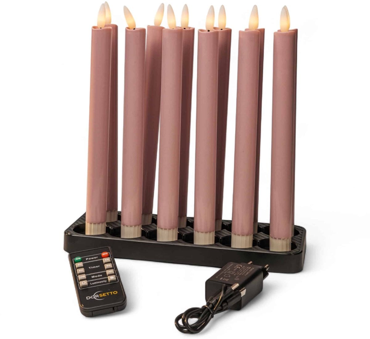 Dorsetto Led dinerkaarsen roze, oplaadbaar, set van 12