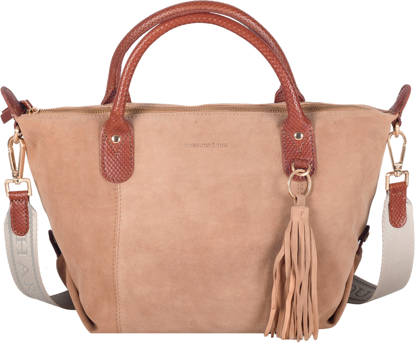 Handtasche HARBOUR 2ND, Damen, Gr. B/H/T: 35cm x 22cm x 18cm, braun (hazelnut), Ziegenleder, Taschen Handtasche, Schultertasche, Umhängetasche mit abnehmbarem Schultergurt hazelnut B/H/T: 35cm x 22cm x 18cm