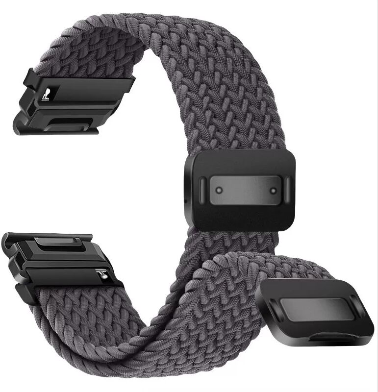 INF Schnellverschluss Magnetische Schnalle Elastisches Nylon Geflochtenes Armband kompatibel mit Garmin Fenix Serie Grau 26 mm