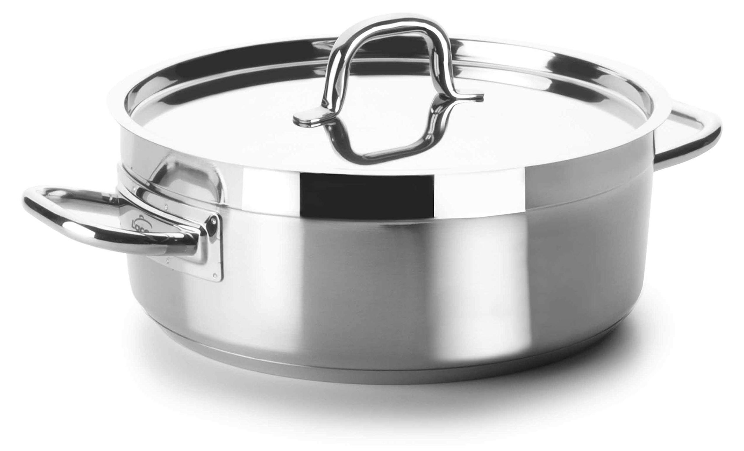 Bratpfanne Ø 45 cm, Edelstahl, 27 Liter, silber, ofenfest