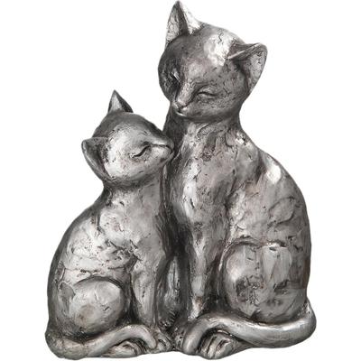 Dekofigur AMBIENTE HAUS "Katzen-Paar", silber (silberfarben), Metall, Dekofiguren, Höhe 22 cm