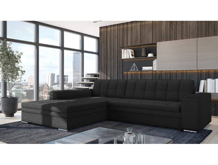 Fun Möbel Ecksofa Schlafsofa LUSAKA mit Ottomane in Stoff, Rundumbezug, Ottomane Links oder Rechts