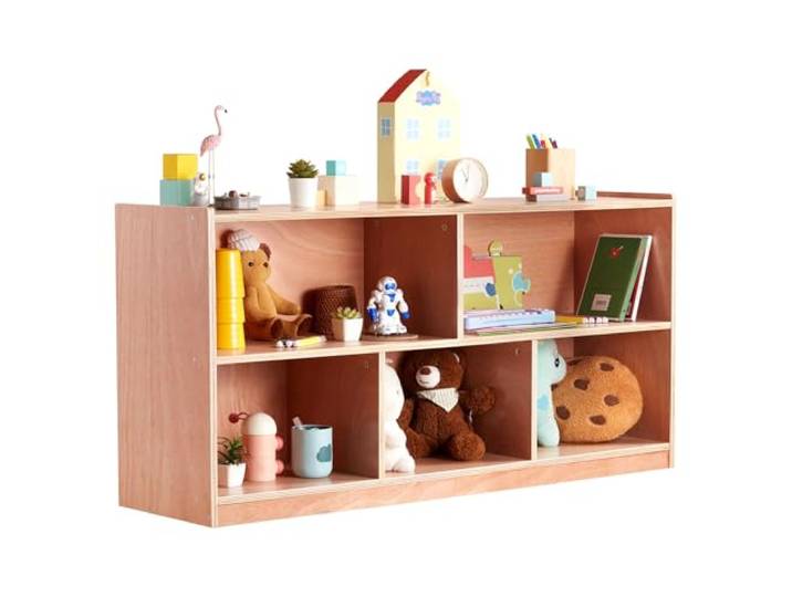VEVOR Mobiler Regalschrank Aufbewahrungsschrank, Kubisches Aufbewahrungsregal mit 5 Fächern, Aufbewahrungsschrank mit 2 Regalen, Klassenzimmermöbel für Zuhause, Kindertagesstätte, Vorschule, Natur