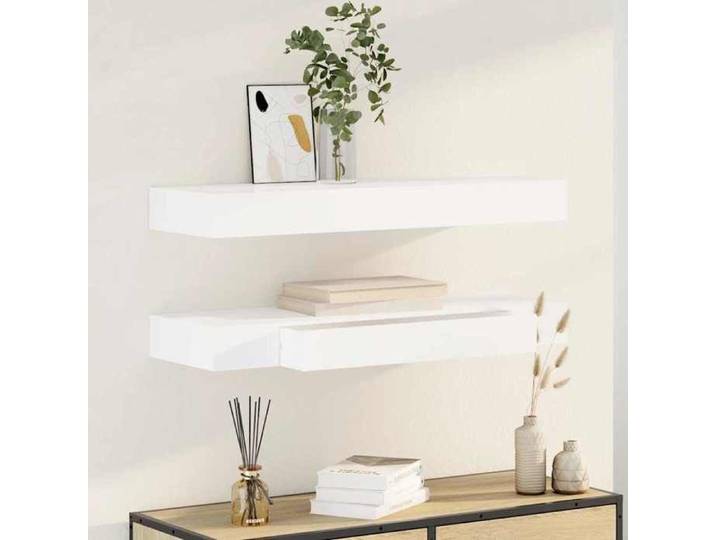 Étagères murales avec tiroirs 2 pcs Blanc 80 cm 276002