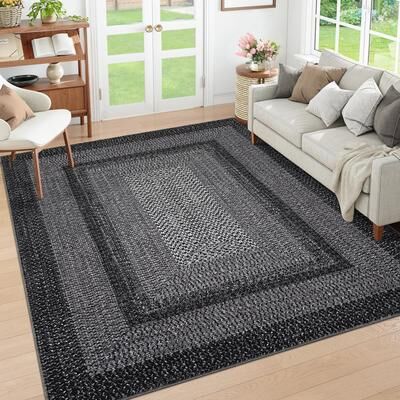 Garvee Modern Gradient Bordered Braided Print Area Rug