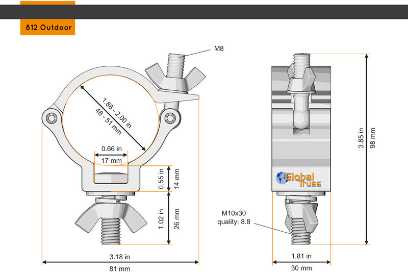 Global Truss 812Outdoor Half Coupler