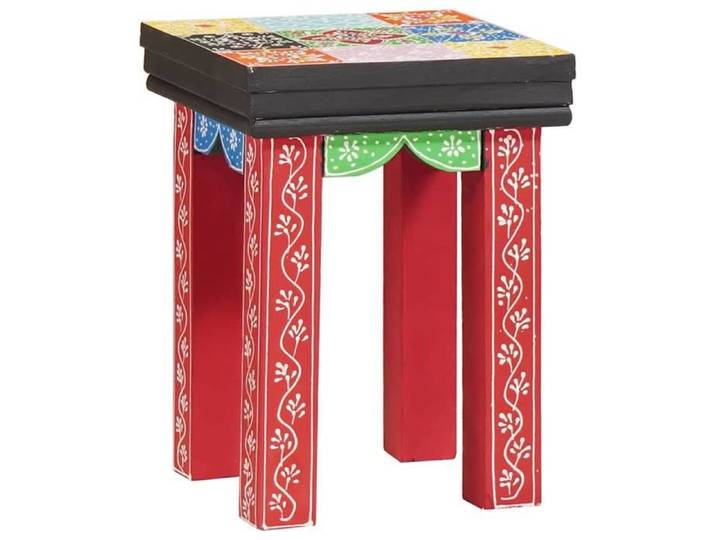 {Multicolore}Table moderne - Table carrée - Lot de 3 - Multicolore - Cadre robuste_9117