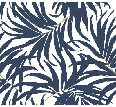 York Wallcoverings Bali Leaves Blue Peel & Stick Wallpaper