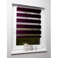 Doppelrollo, Doppel-Rollo, Duolight-Rollo, Farbe violett, blickdicht und transparent, nach Maß gefertigt oder in Standardgroeßen