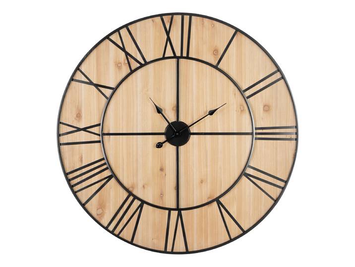 Horloge murale Blindman Fer, thermopoudré / MDF panneau de fibres à densité moyenne enduit Ø 96cm Noir/Noir/Imitation chêne