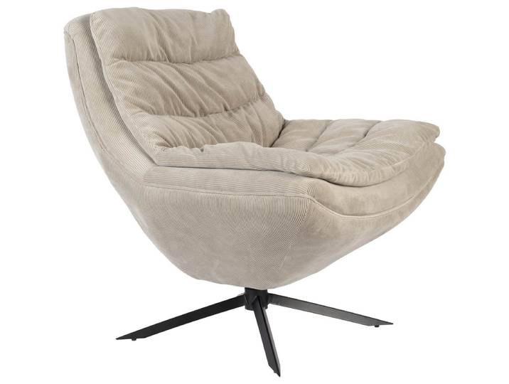 Dutchbone Loungesessel Drehbarer Lounge Sessel VINCE Cordstoff Beige von DutchBone