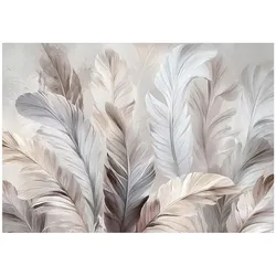 FOTOTAPETE Federn Abstrakt Beige Vlies Tapete Wohnzimmer 200x140 cm