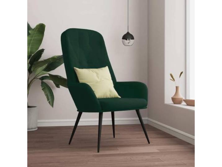 HEFZGDB Relaxsessel Dunkelgrün Samt Bequemer Sessel mit Metallgestell für Stabilität und Stilvollem Design mit Dekorativen Details Luxuriöser Samtstoff Arbeits- und Ruhesessel
