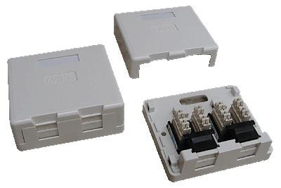 Datacom UTP wandcontactdoos, 2x RJ45, CAT6, voor inbouw (stofdicht)