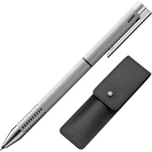 Lamy Schreibset logo twin pen brushed 606, Multifunktionsstift und Lederetui