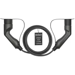 Deltaco, Elektroauto Ladekabel, EV-Ladekabel, E-Auto & Hybrid, Typ2 auf Typ2, 32 A, 7,6 kW, 1-phasig (7.60 kW, 32 A, 3 m)