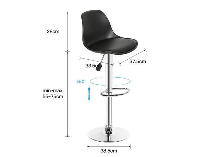 Tabourets de bar OHMG avec dossier pivotant à 360° Noir