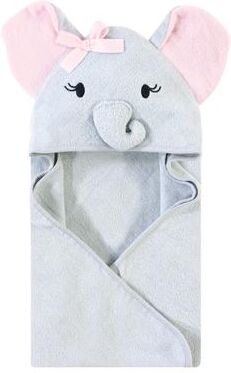 Touched by Nature Baby Girl Organic Cotton Animal Face Hooded Towels, Girl Elephant, One Size - Girl Elephant - One Size
