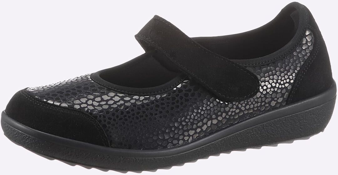 Hausschuh VAROMED, Damen, Gr. 8/9, schwarz, Textil, Veloursleder, Schuhe Hausschuh schwarz 8/9