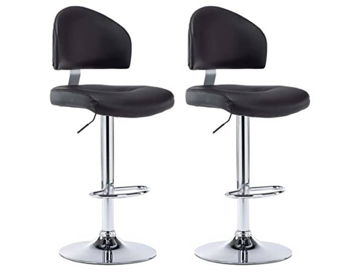 Barhocker, 2-teilig, schwarz, Kunstleder, verchromter Stahl, drehbar Zeitloses Design, einfache Wartung, integrierte Fußstütze, 360° drehbar, Kapazität 110 kg, Lieferung als Paar