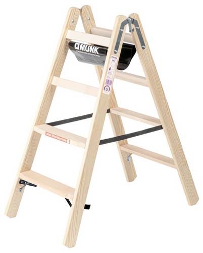 MUNK Günzburger Steigtechnik 033808 Holz Stufen-Stehleiter