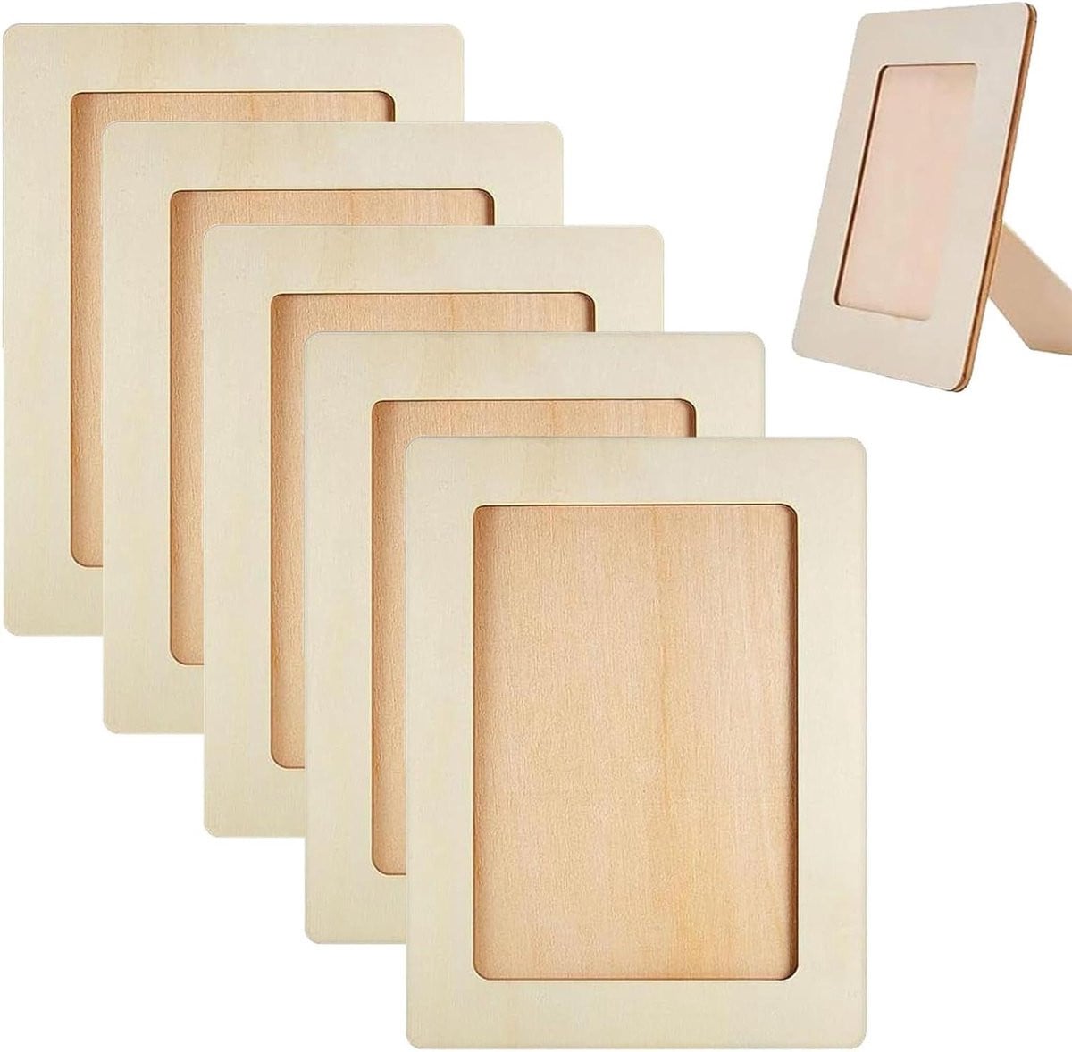 Set van 6 houten fotolijsten voor DIY schilderen en decoratie - Rechthoekig design