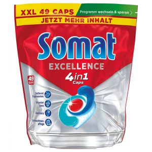 Somat Spülmaschinentabs Excellence 4in1 Caps, All-in-One, kraftvolle Tiefenreinigung, strahlender Glanz, 49 Tabs