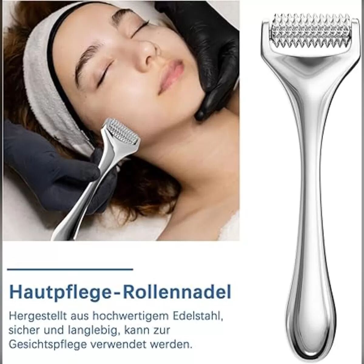 INF Metal Microneedle Roller - Silver Alloy Manual Face And Body Derma Roller Für Hautreparatur Und Anti-Falten