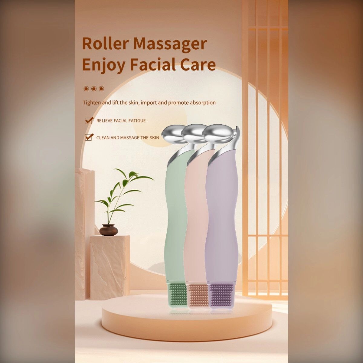 INF 2-in-1 elektrischer Gesichtshautschaber mit Rollenmassage für die Gesichtspflege zu Hause Rosa