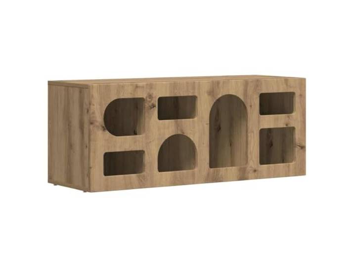 KUPTYERFG TV Lowboard Artisan Eiche 100x35x40cm Fernsehtisch Stilvoller Fernsehschrank aus Holzwerkstoff mit 7 Fächern für Receiver und Medien im Wohnzimmer oder Schlafzimmer.