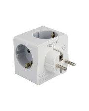 Delock Steckdosenwürfel 3-fach mit Kindersicherung und USB Ladegerät weiss Digital/Daten (11496)