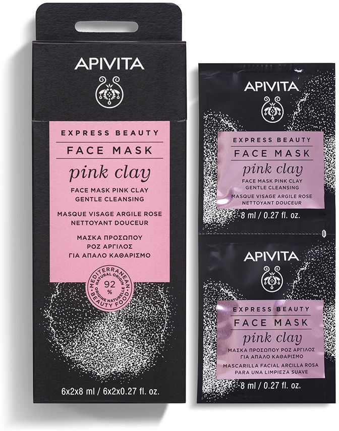 Apivita Máscara facial de limpeza suave Express Beauty com argila rosa 2 x 8 ml