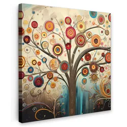 LEINWANDBILD Baum - Baum des Lebens - Farbe Deko Groß 90x90 cm